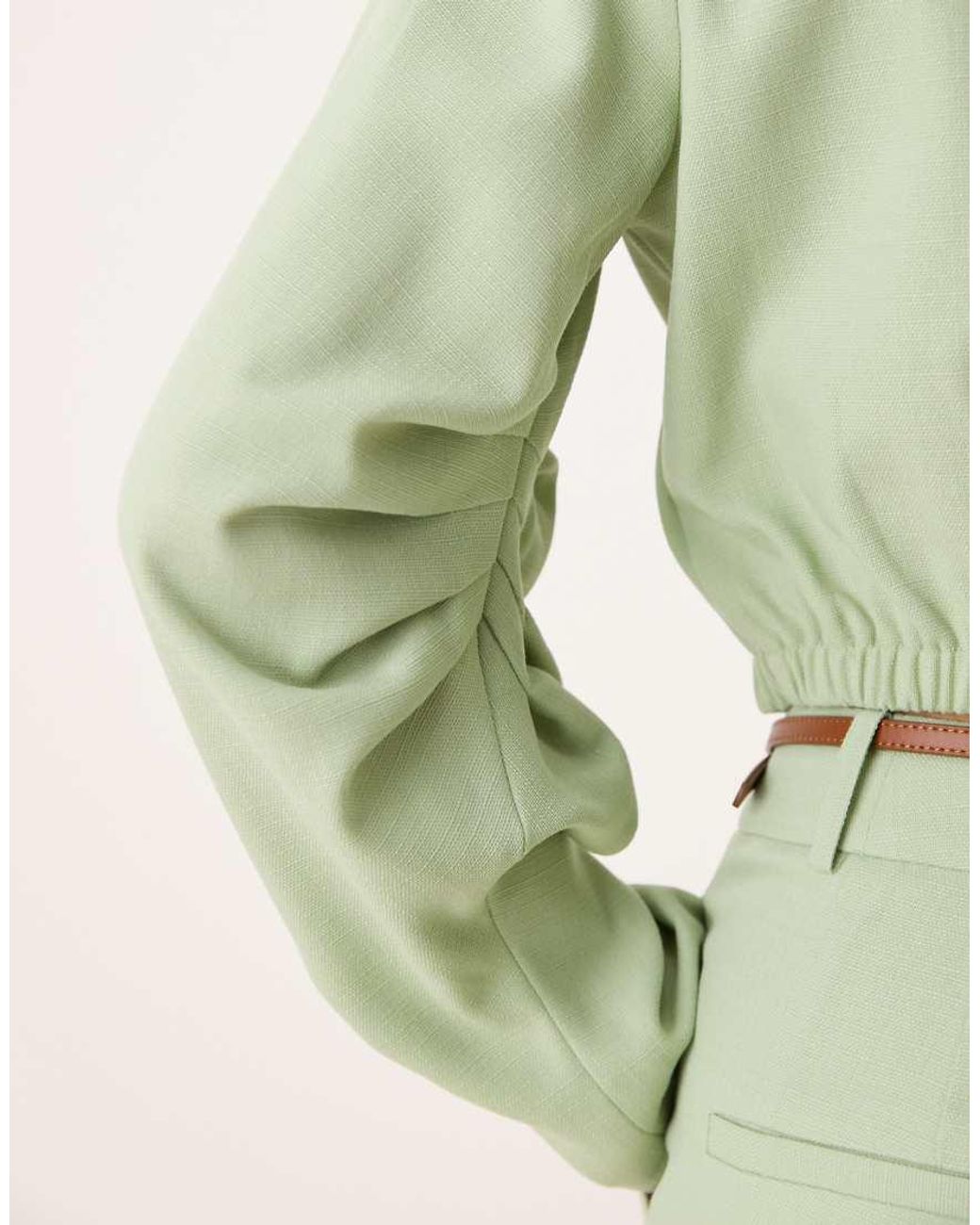 ASOS Green Tailored Pleat Sleeve Detail Top Co-Ord
