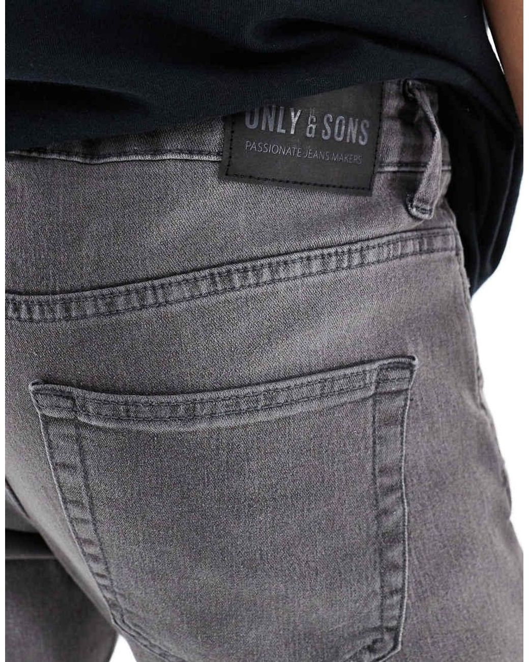 Vaqueros De Corte Slim Con Lavado Gris Loom De Only & Sons de hombre de color Gray