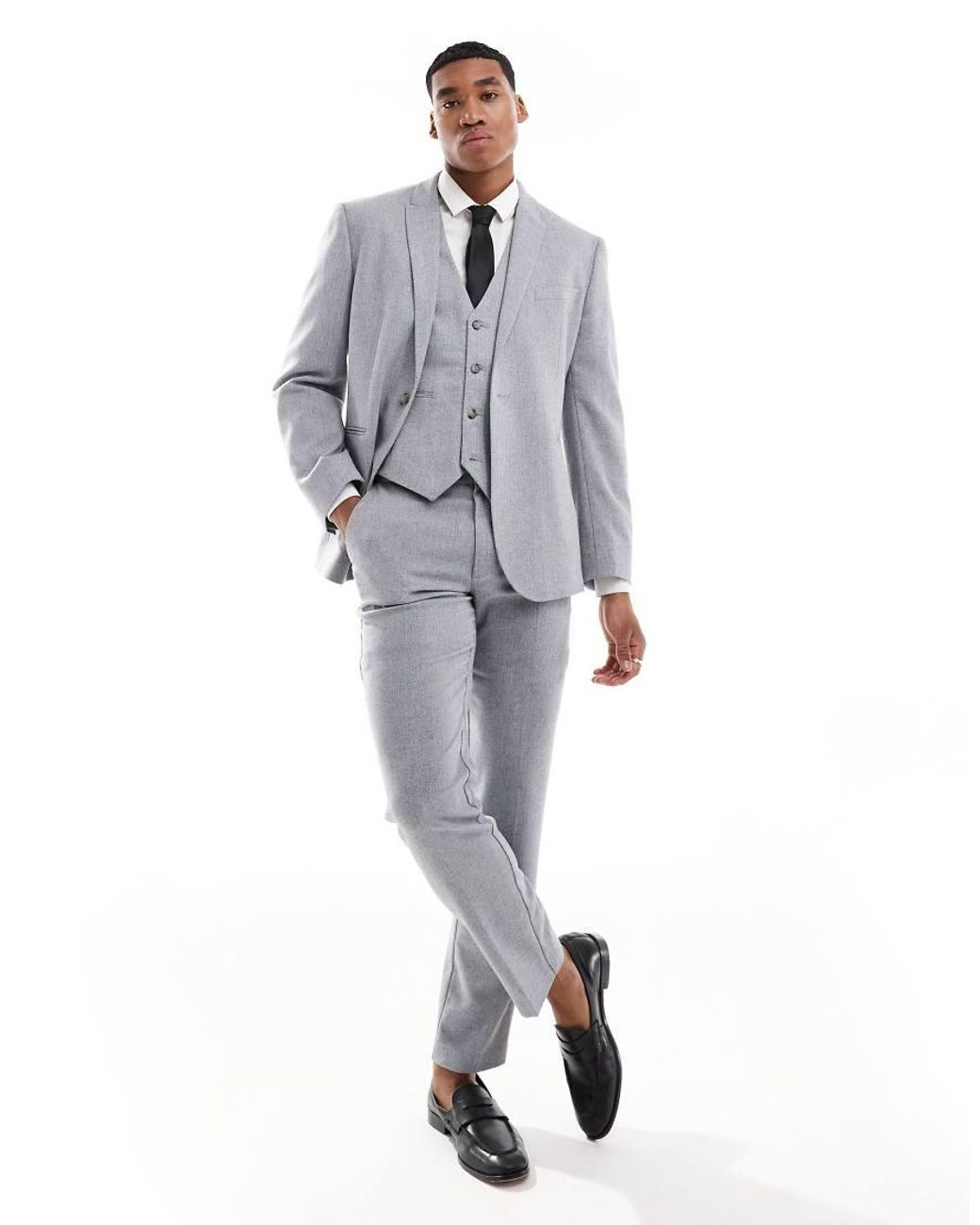 ASOS Gray Slim Fit Wool Mix Suit Jacket for men
