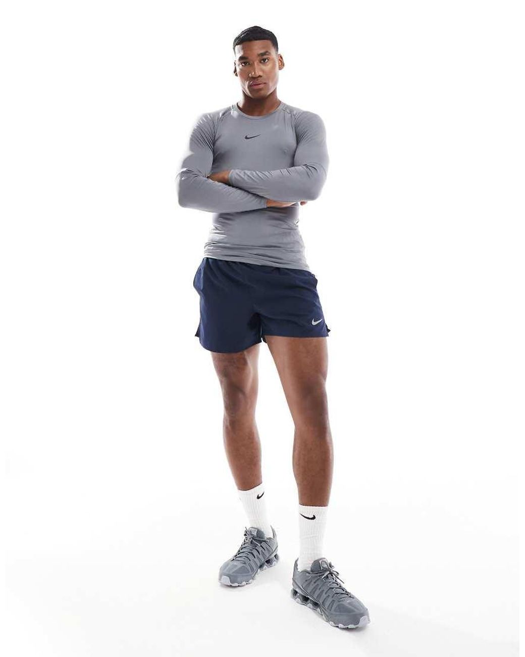 Nike Gray Nike Pro Tight Longsleeve Top for men