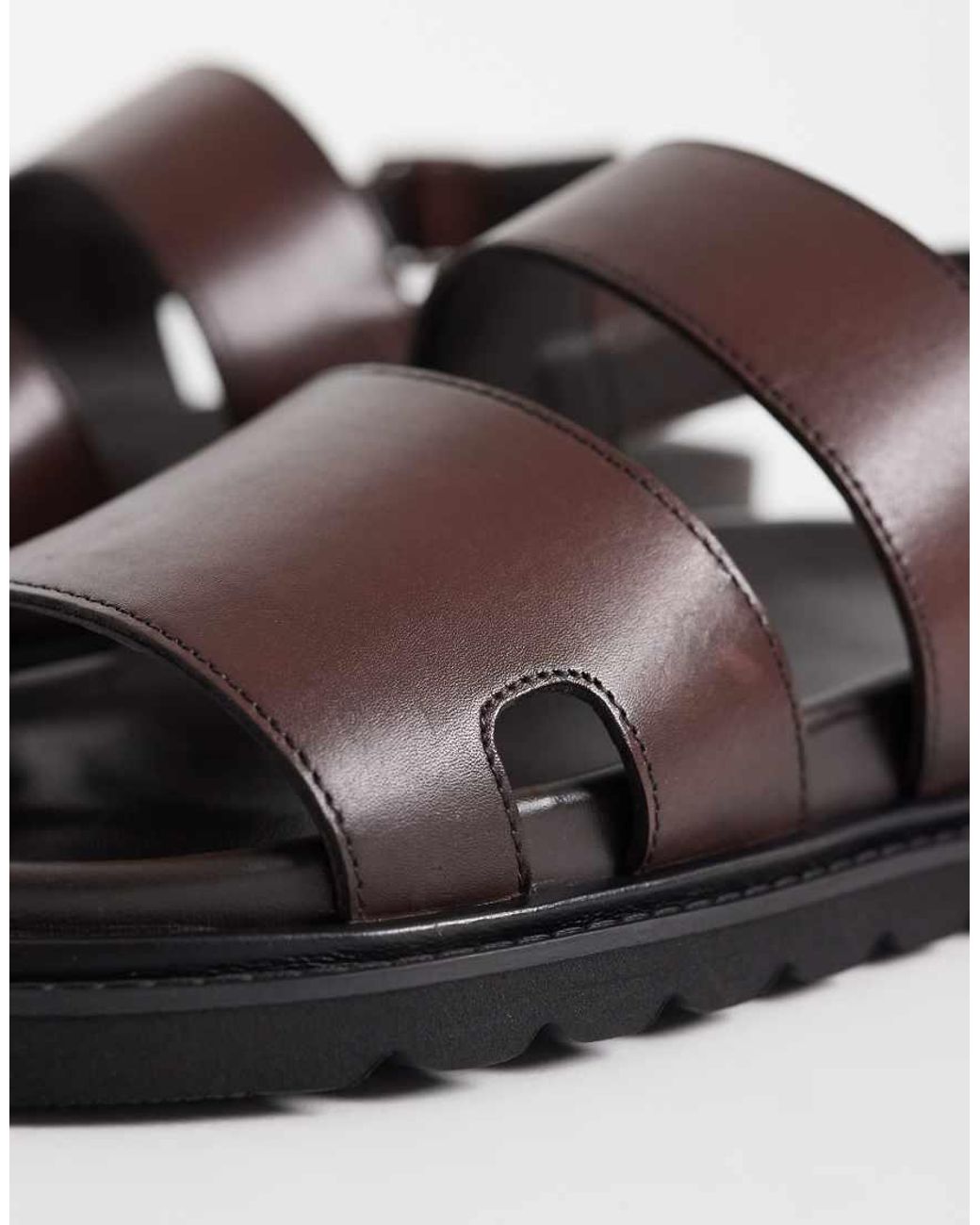 Walk London Brown Ezra Backstrap Sandals for men