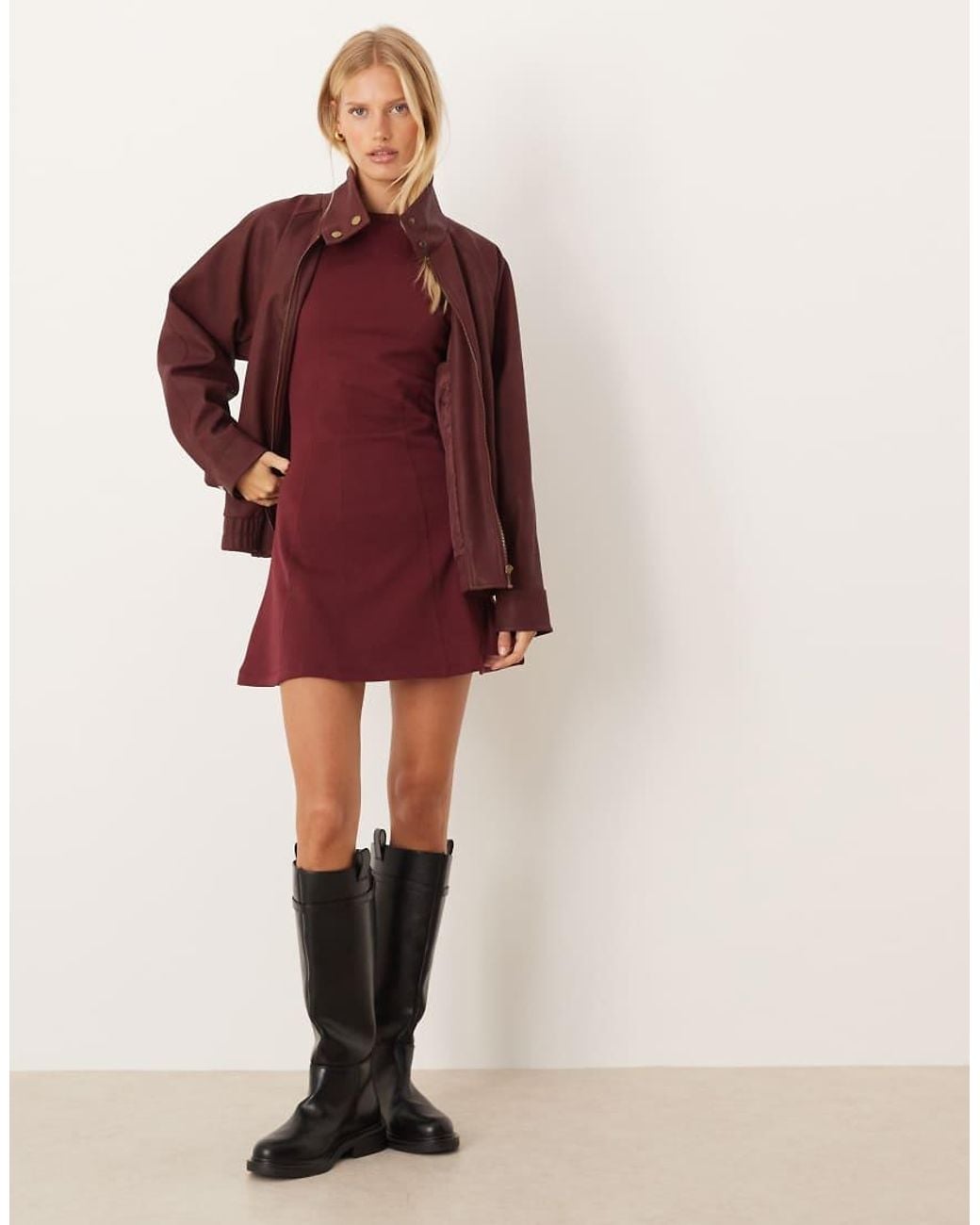 ASOS Red Seam Detail Mini Sweat Dress
