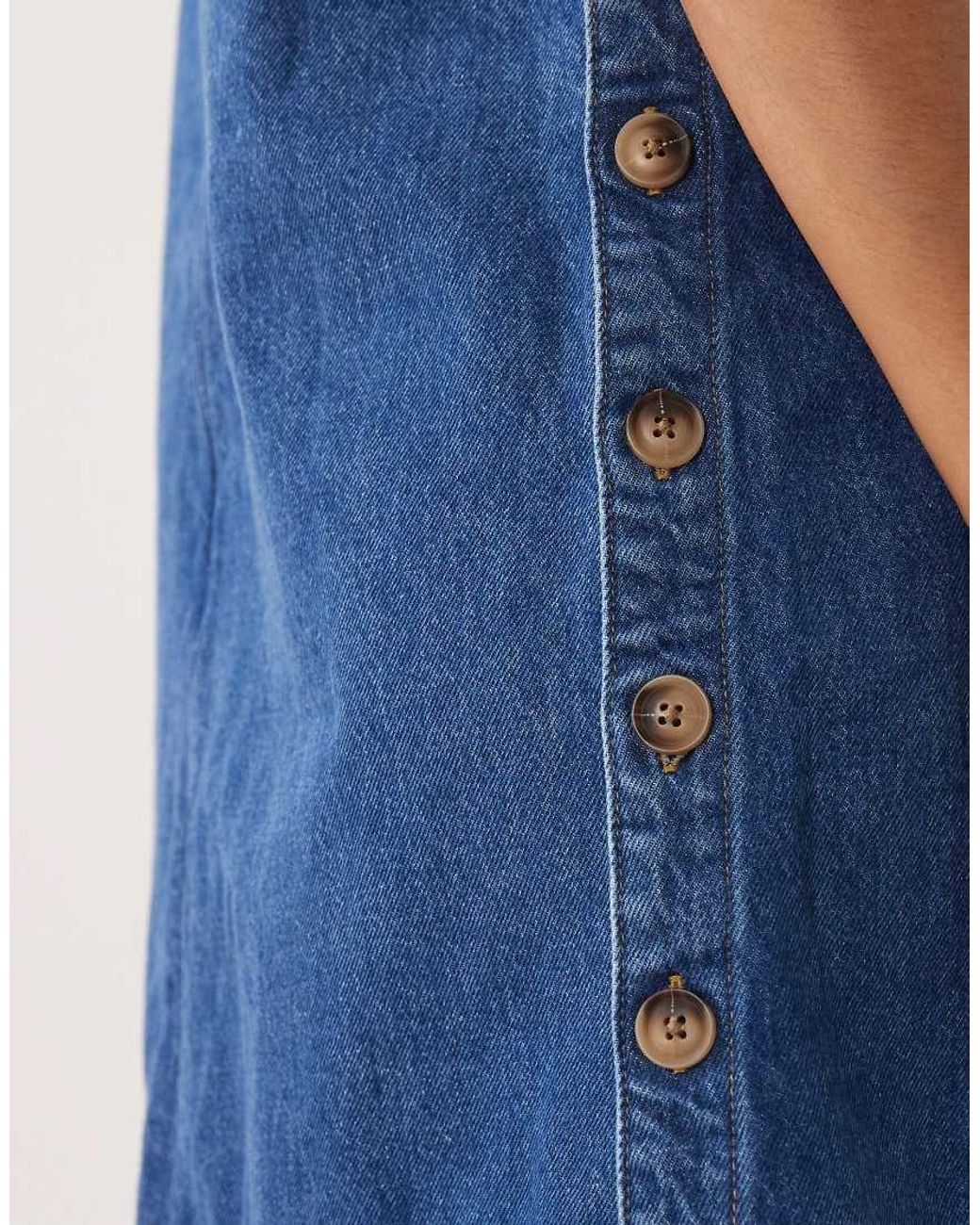 Nobody's Child Izzie Denim Pinafore Mini Dress-blue