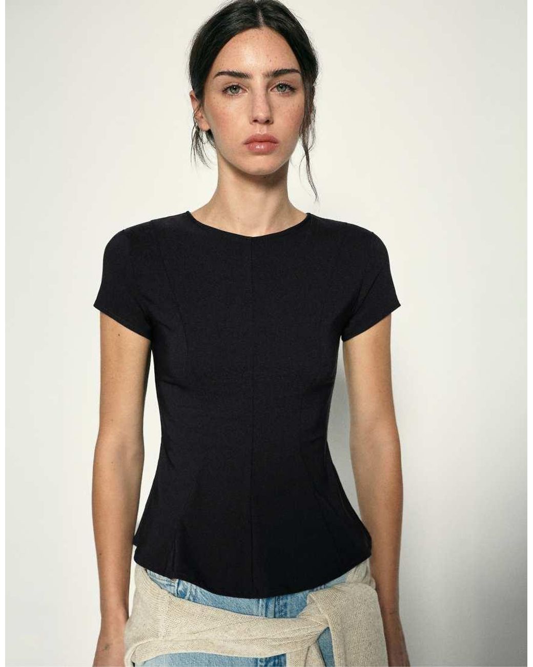 Pull&Bear Black Peplum Top