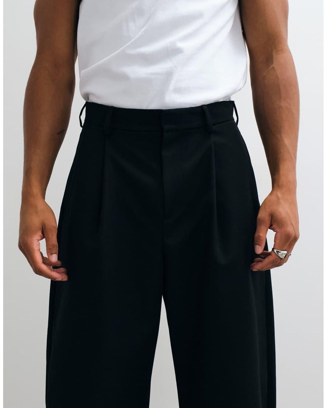 ASOS Blue Tailored Barrel Trousers for men
