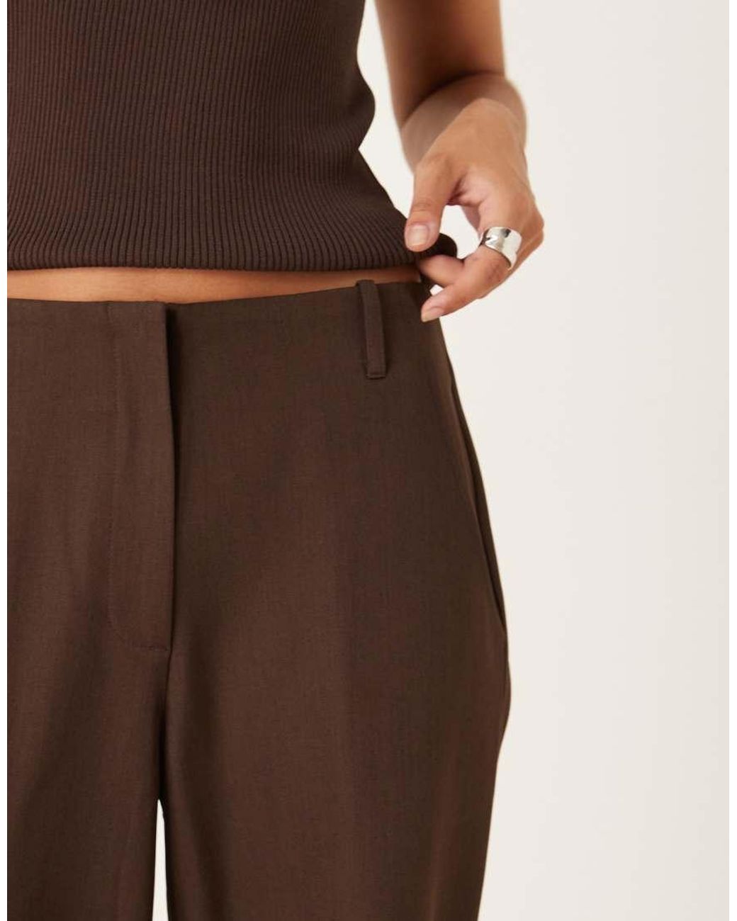 Pretty Lavish Brown Tailored Wide Leg Trousers