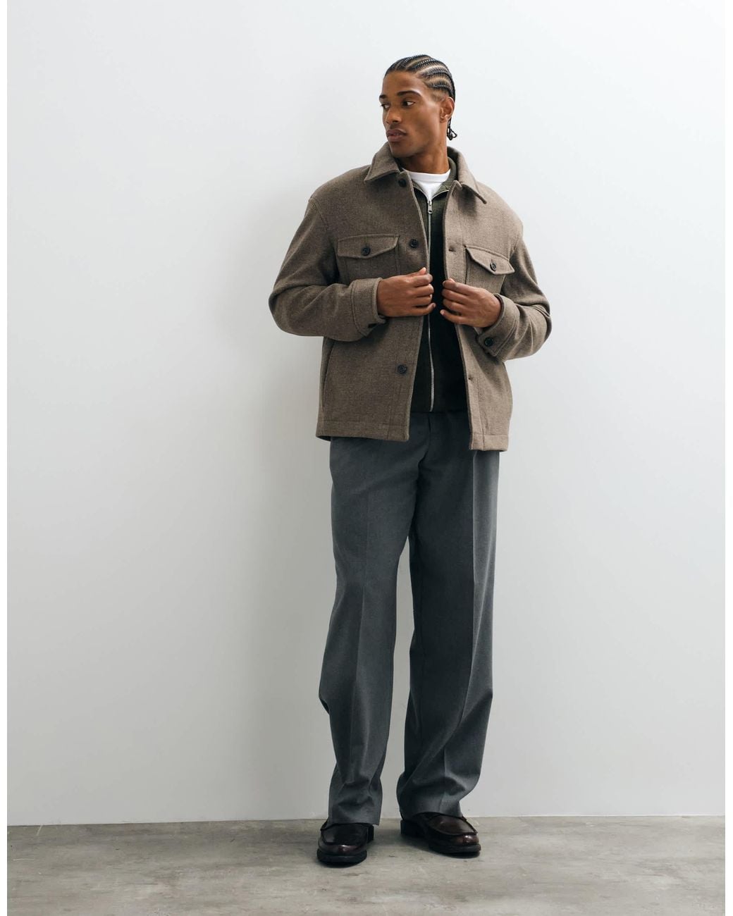 SELECTED Brown Wool Blend Shacket for men