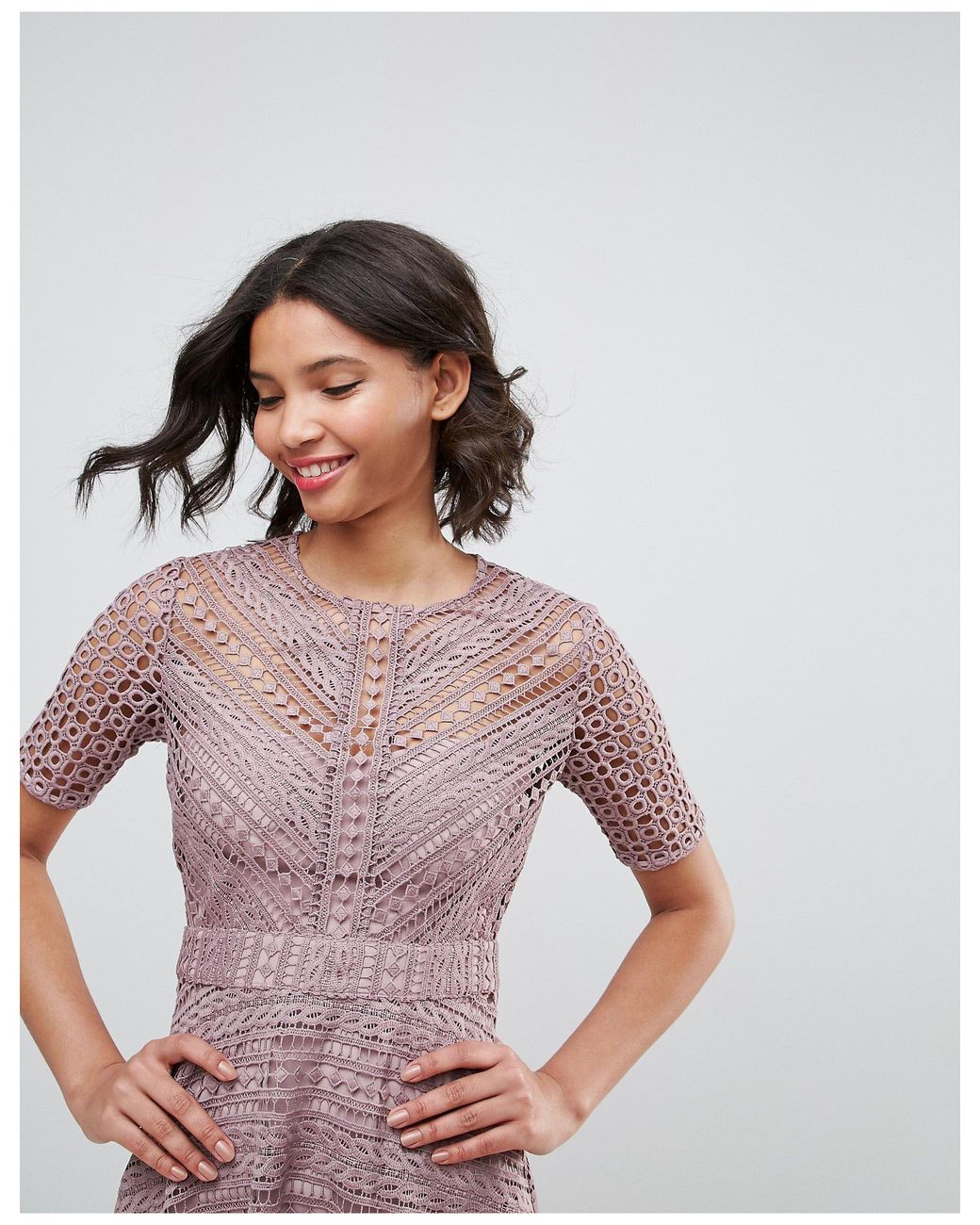 asos design premium lace midi
