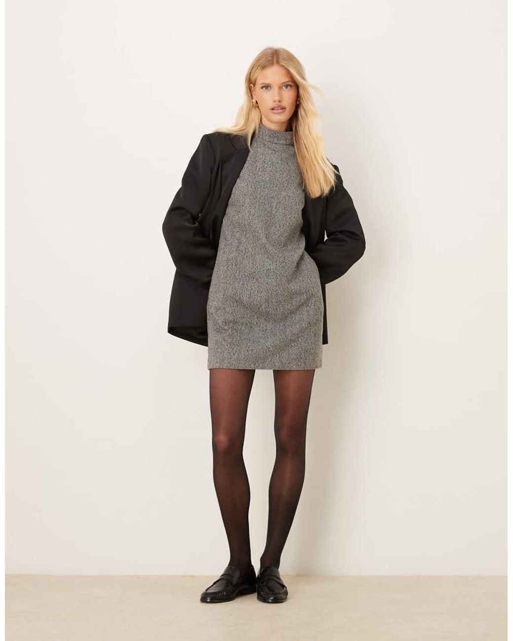 ASOS Gray High Neck Sleeveless Mini Dress