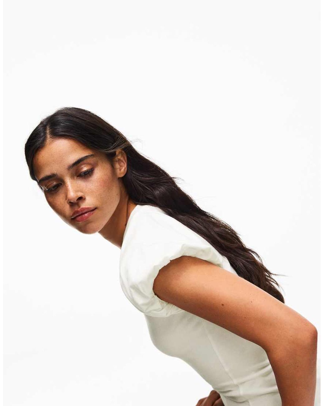 Bershka White Balloon-sleeve Raglan T-shirt