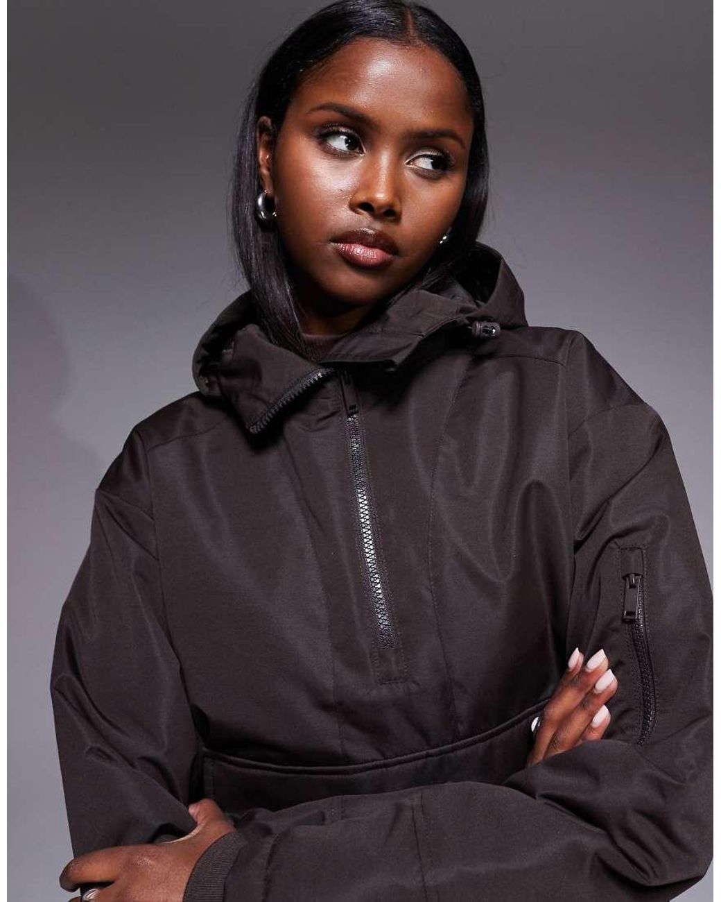 Threadbare Gray Co-ord Ski Overhead Jacket With Hood