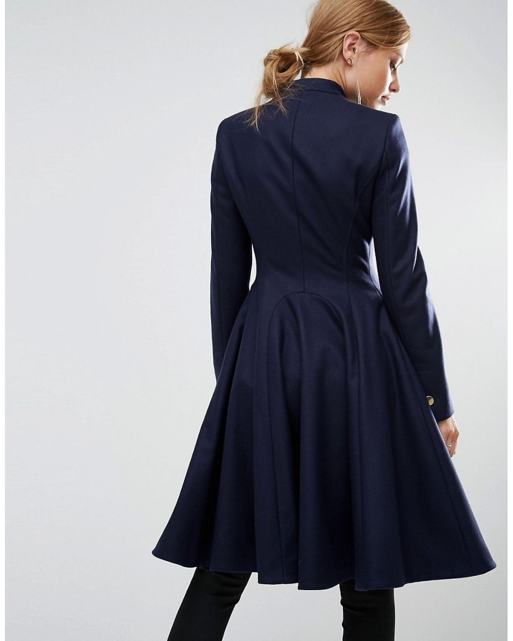 Ted Baker Indego Fit And Flare Coat - Navy in Blue | Lyst