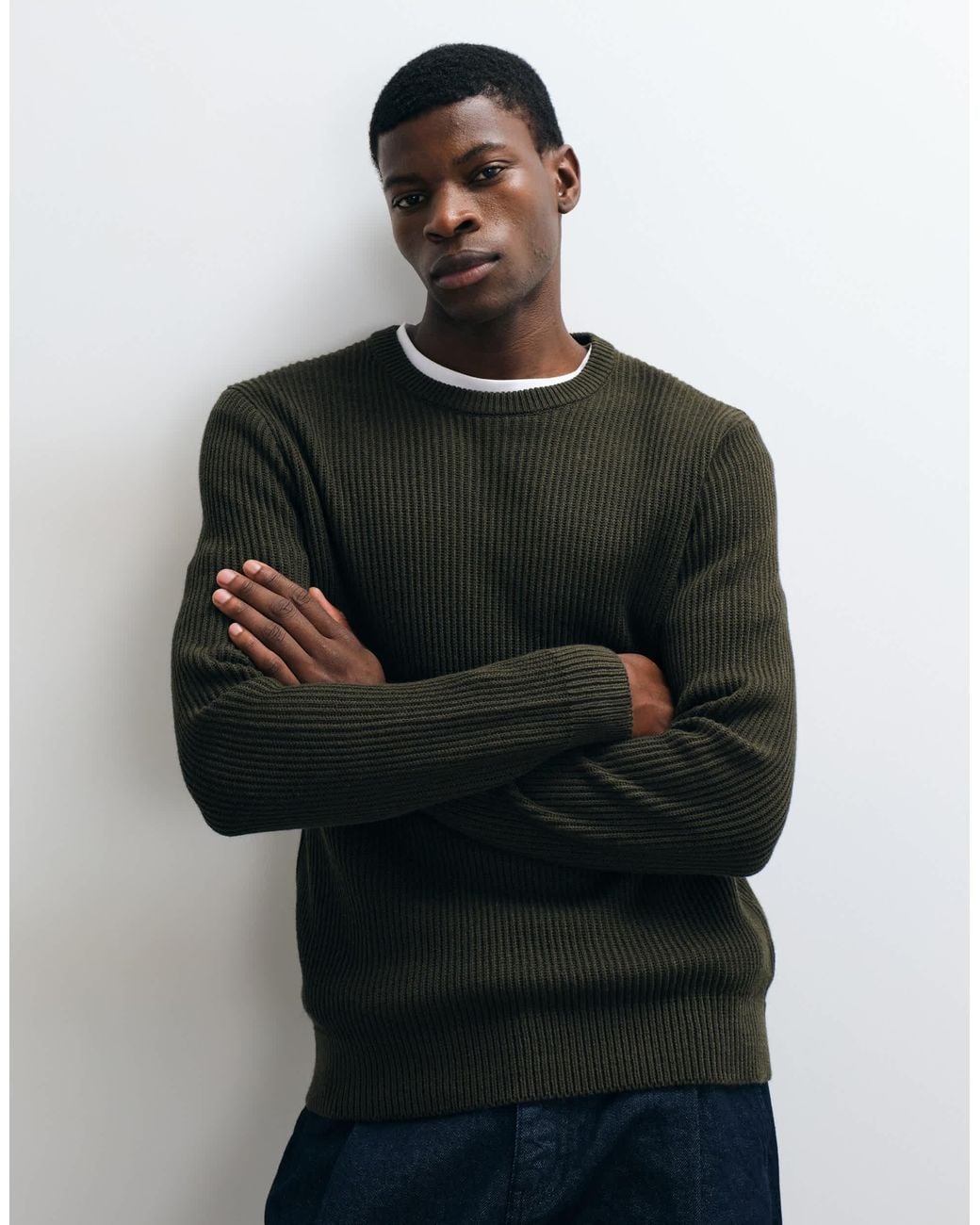 Pull fin côtelé olive Jack & Jones pour homme en coloris Black