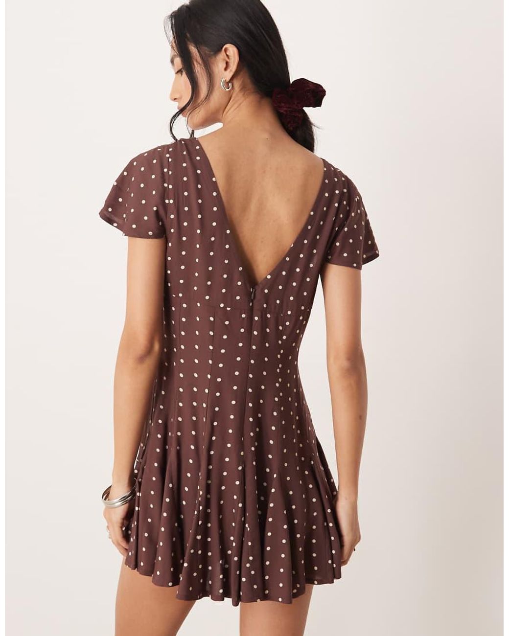 ASOS Natural Mini Tea Dress With Godet Hem