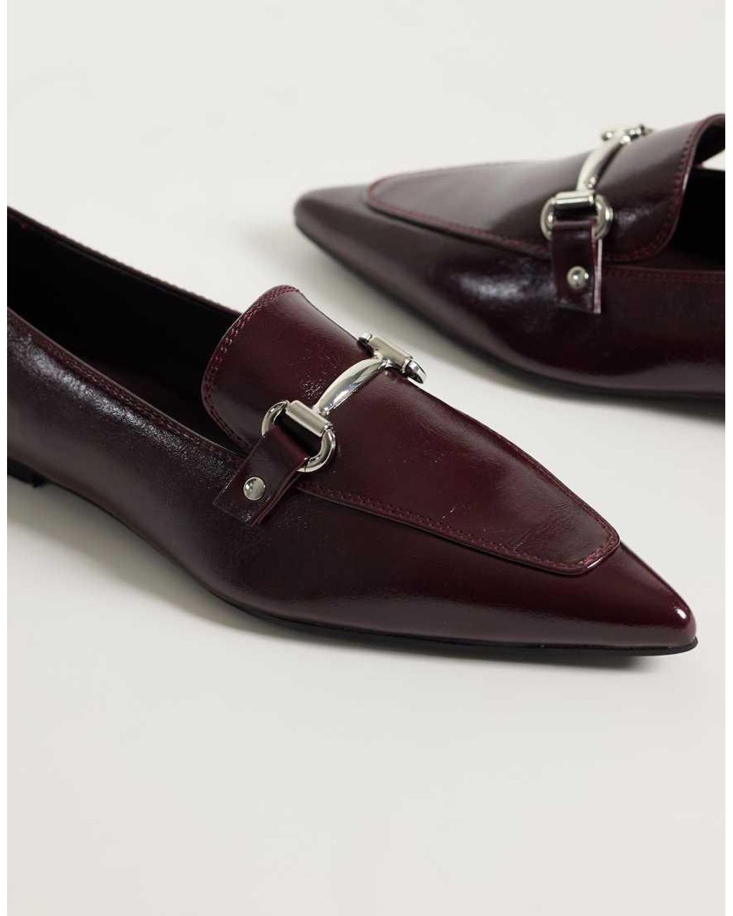 ASOS Red Lyric Snaffle Detail Pointed Ballets