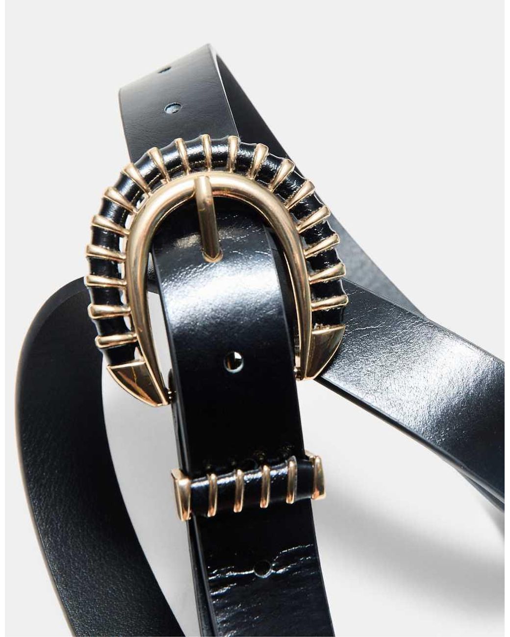 Stradivarius White Braided Buckle Belt