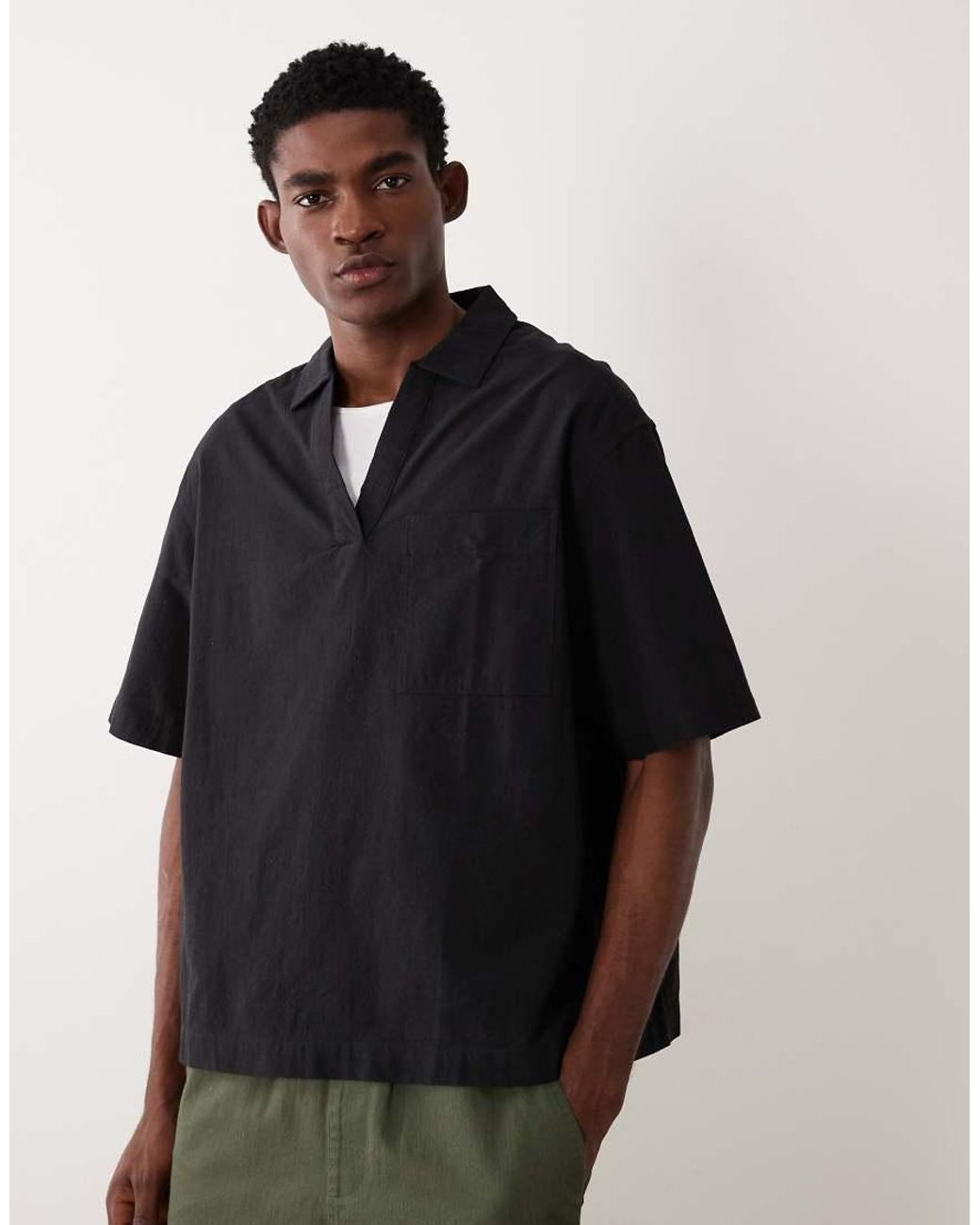 ASOS Blue Oversized Overhead Textured Shirt for men