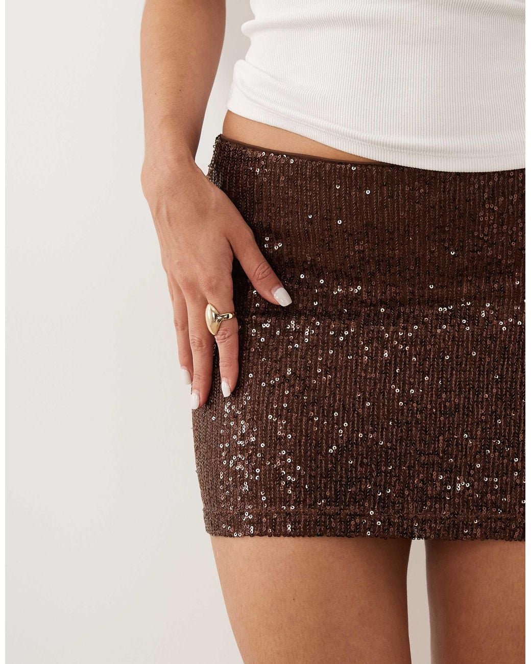 ASOS White Sequin Mini Skirt
