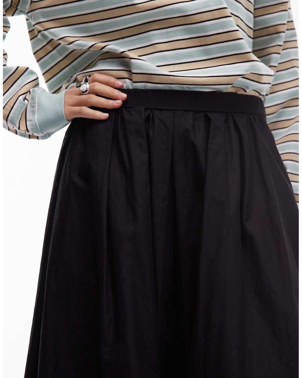ASOS White Volume Detail Midi Skirt