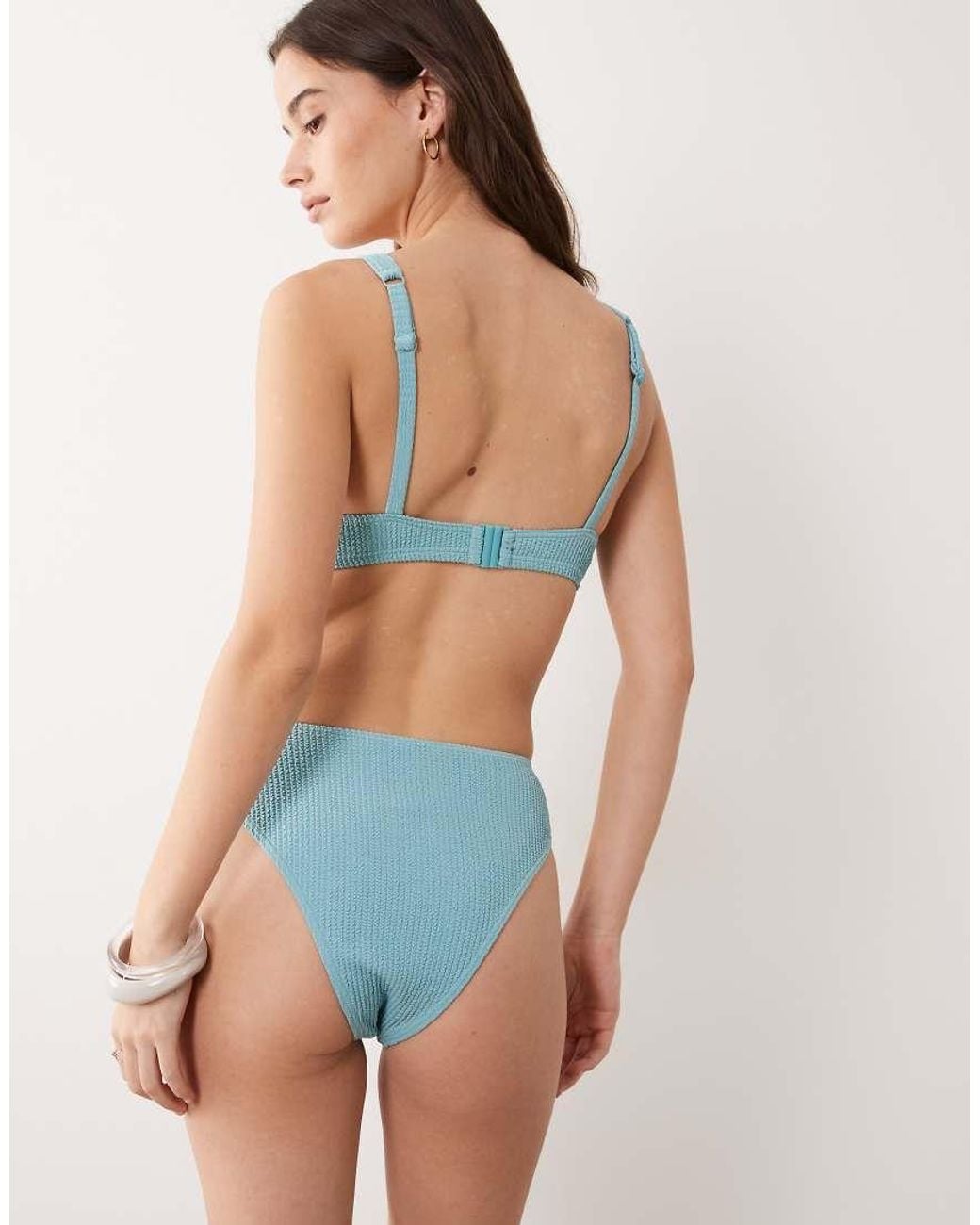 Peek & Beau Blue Crinkle High Waist Bikini Bottom