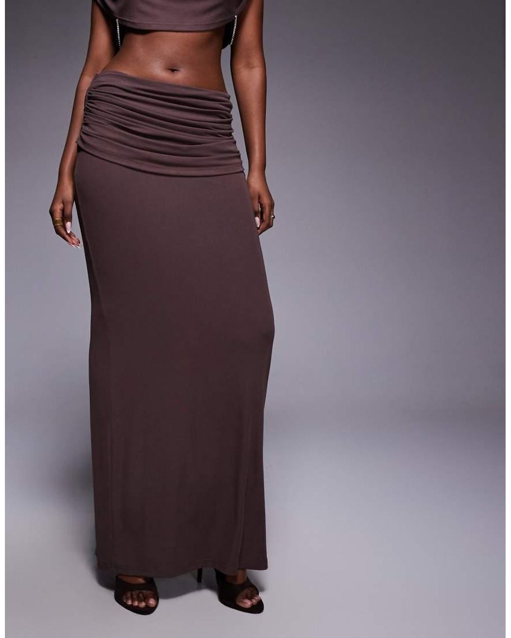 HEIRESS BEVERLY HILLS Purple Premium Cotton Blend Ruched Draped Waist Detail Maxi Skirt
