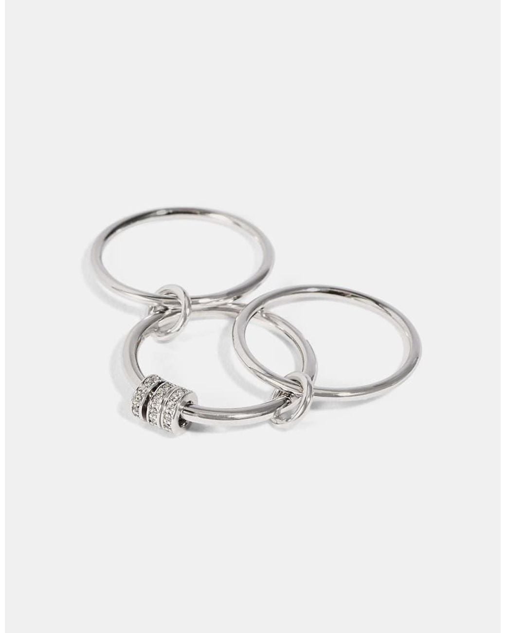 CERNUCCI Brown Triple Row Multi Link Polished & Iced Ring- 8Mm
