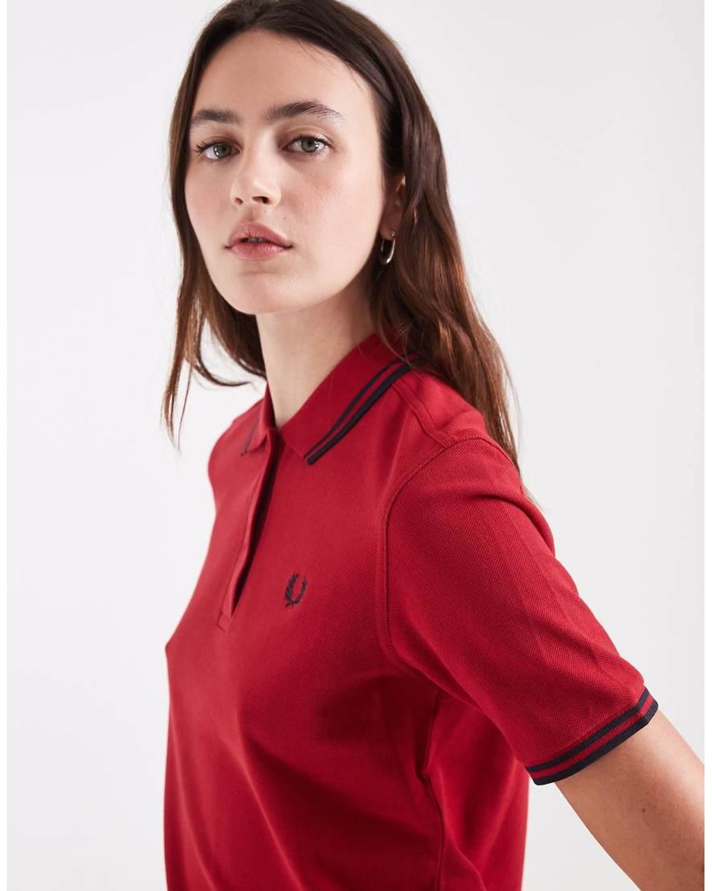 Fred Perry Red F Perry Short Sleeve Twin Tipped Logo Polo Shirt