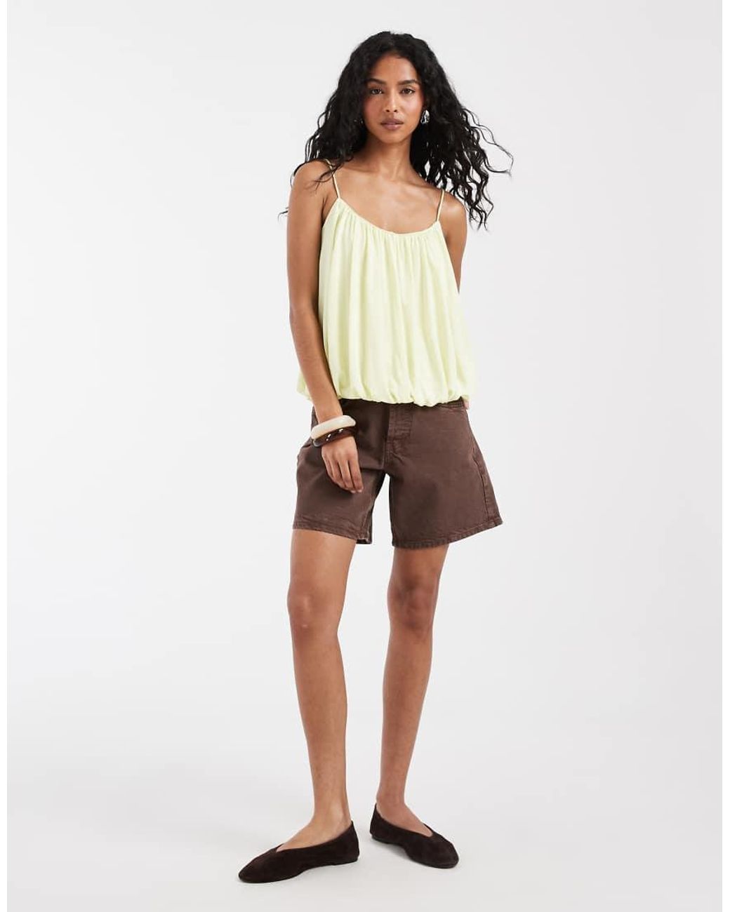 ASOS Green Strappy Bubble Hem Top