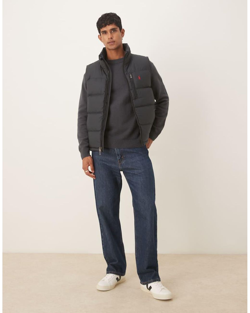 Polo Ralph Lauren Gray Gorham Icon Logo Insulated Down Puffer Vest for men