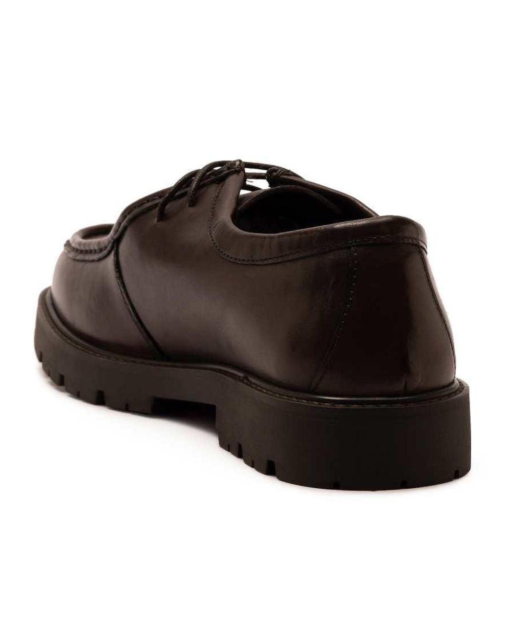 OFF THE HOOK Black Jovi Casual Lace-Up Leather Boat Shoes for men