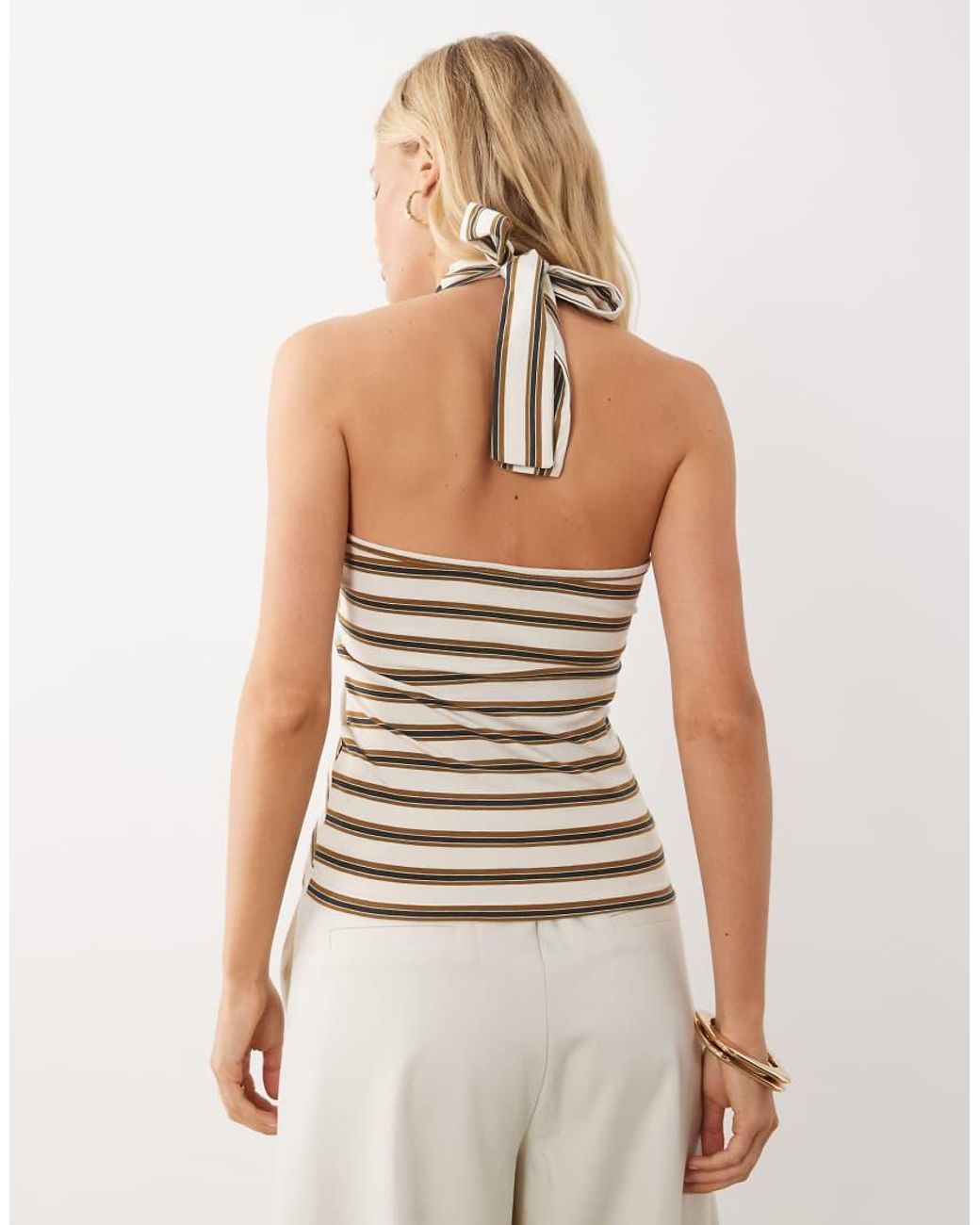 ASOS Natural Cross Halterneck Top