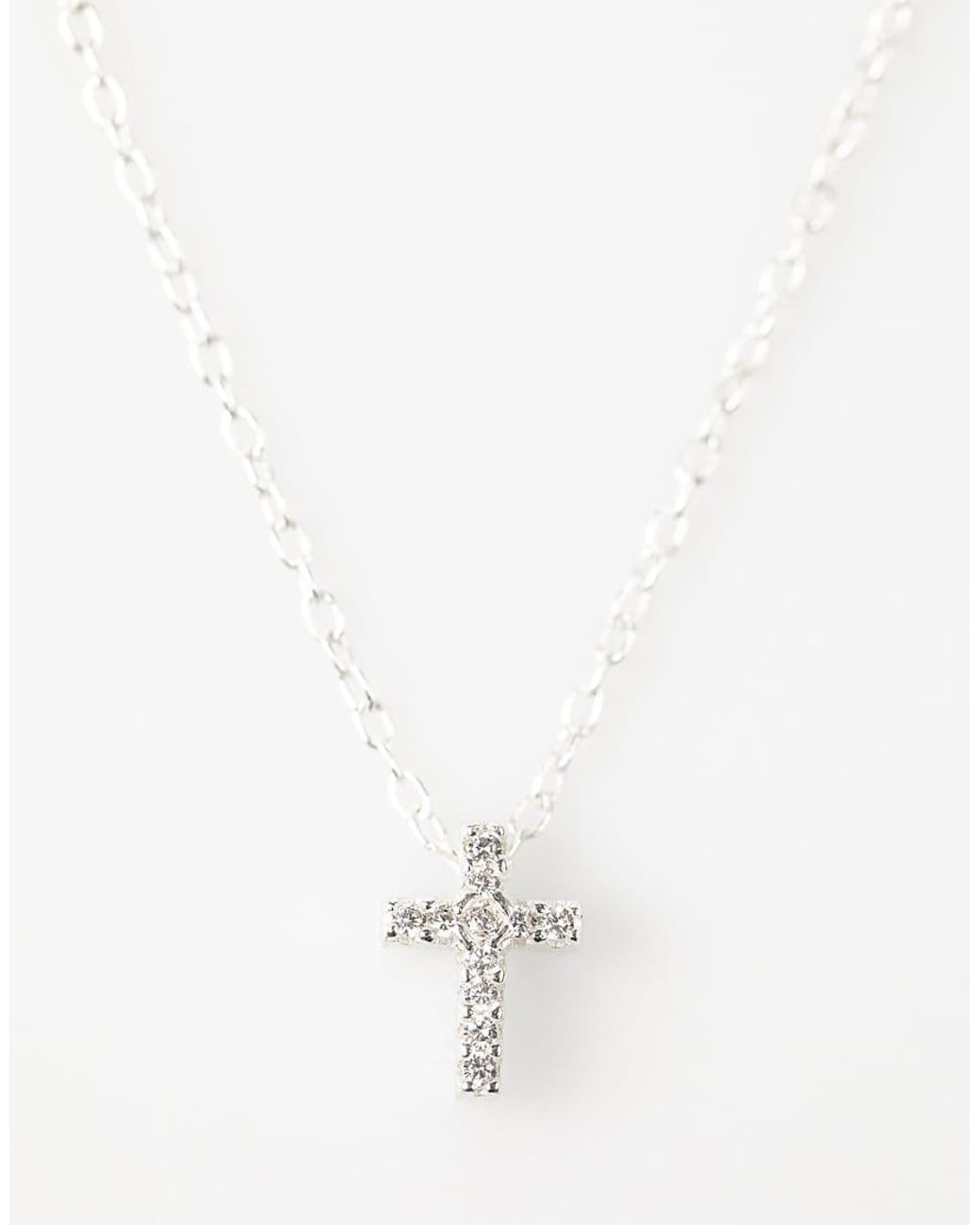 Lovisa White Sterling Cubic Zirconia Cross Pendant Necklace
