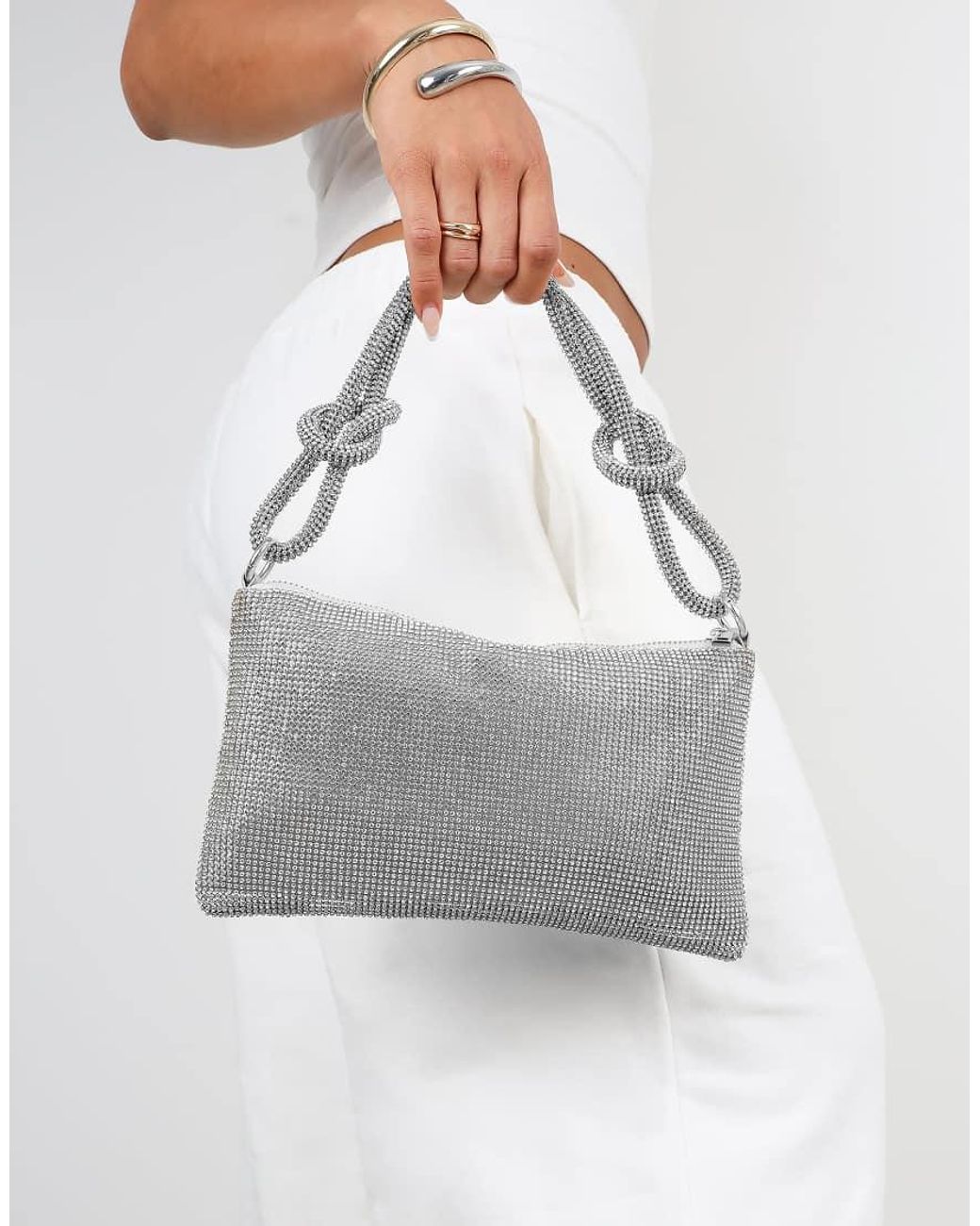 SIMMI White Talia Diamante Shoulder Bag