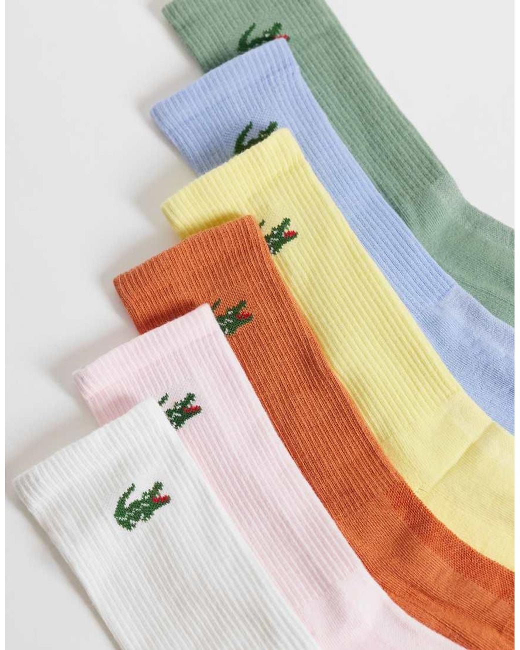 Lacoste Blue 6 Pack Croc Logo Long Coloured Sports Socks for men