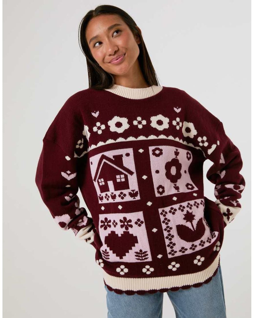 Skinnydip London Red Cosy Cottage Knitted Jumper
