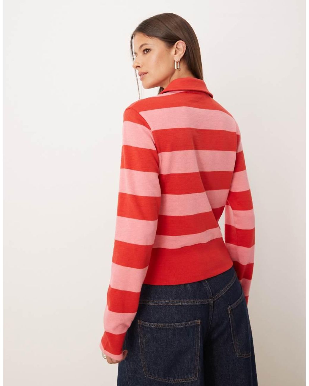 ASOS Textured Stripe Collared Cardigan