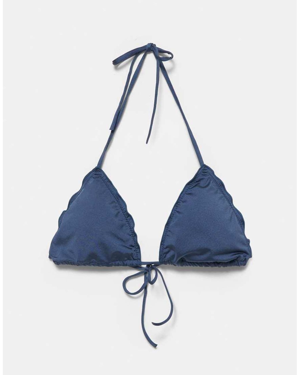 Pull&Bear Blue Ruffled Triangle Bikini Top