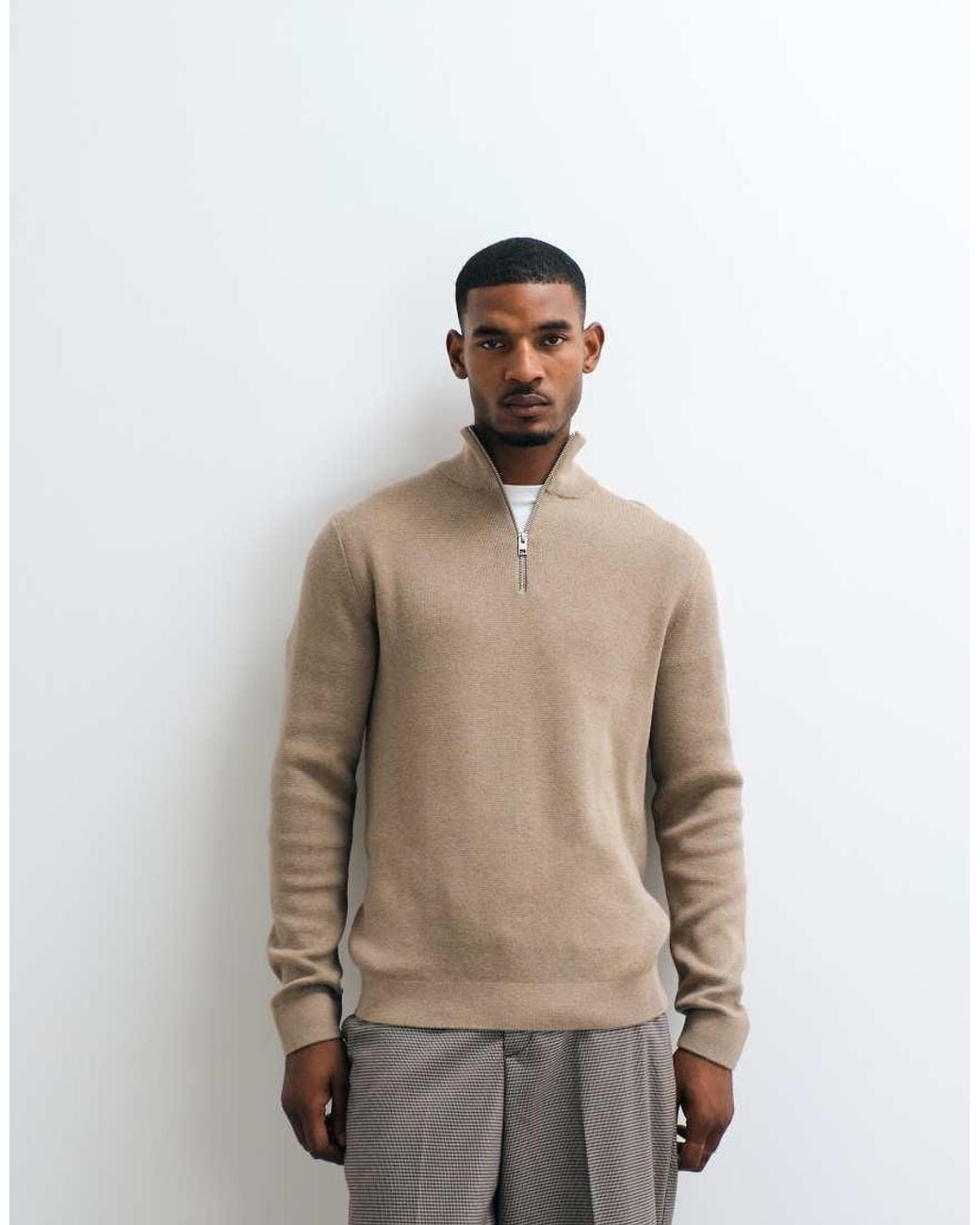Jack & Jones Natural Premium 1/4 Zip Knit Jumper for men