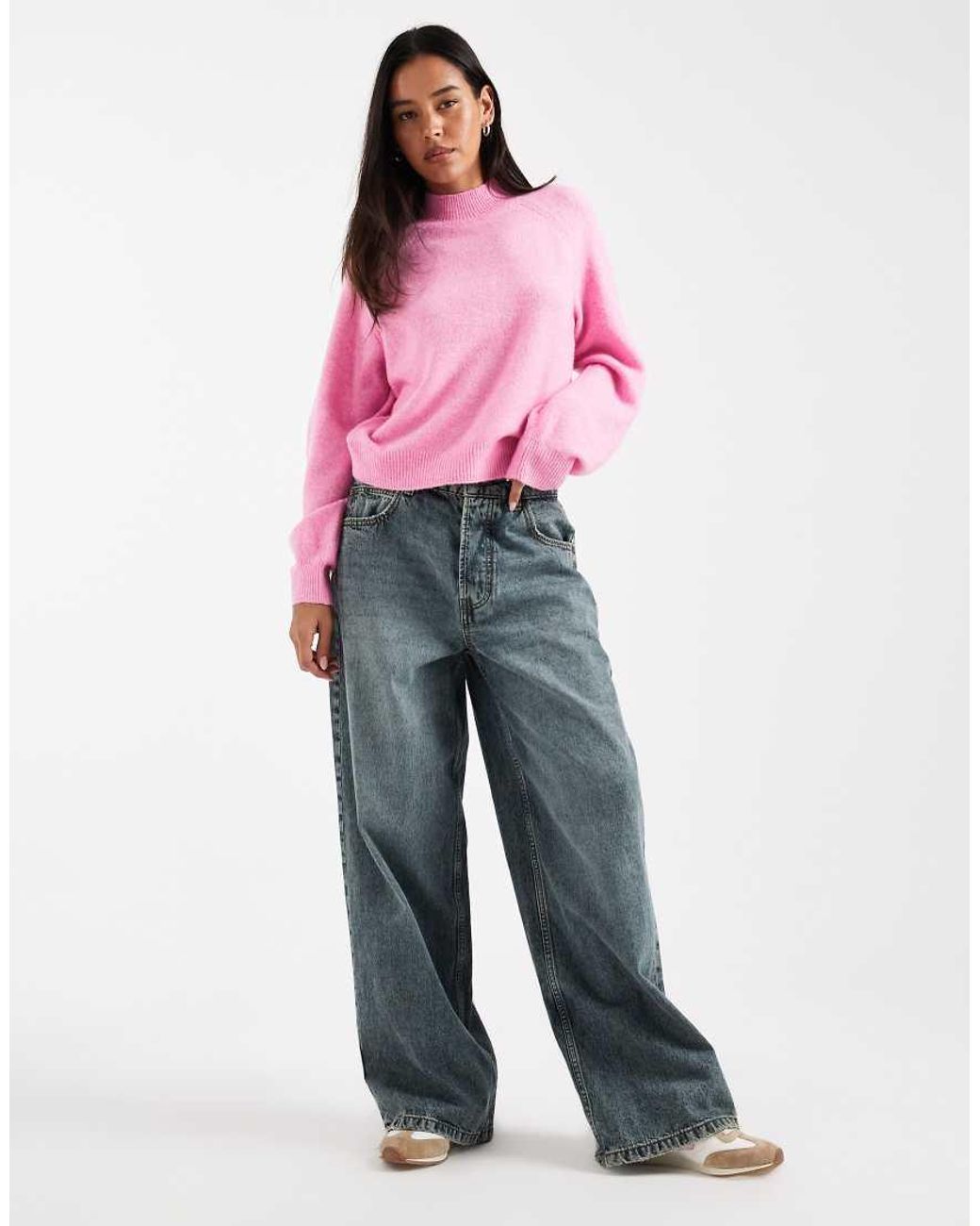 Vero Moda Pink Slouchy High Neck Jumper