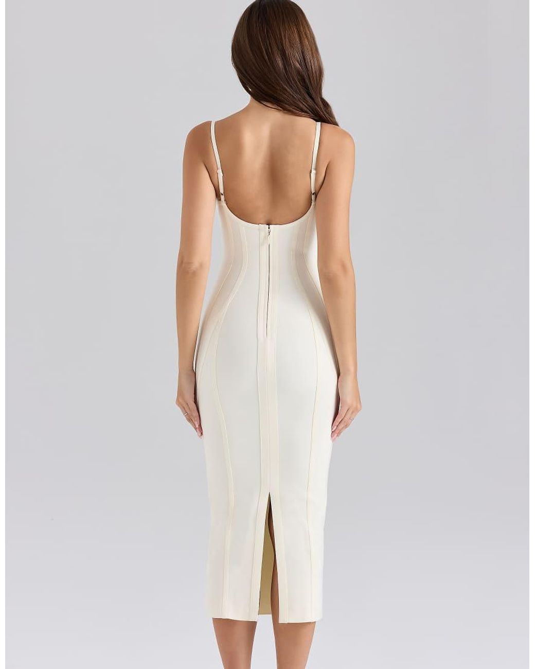 House Of Cb White The Hourglass Midi Bandage Dress