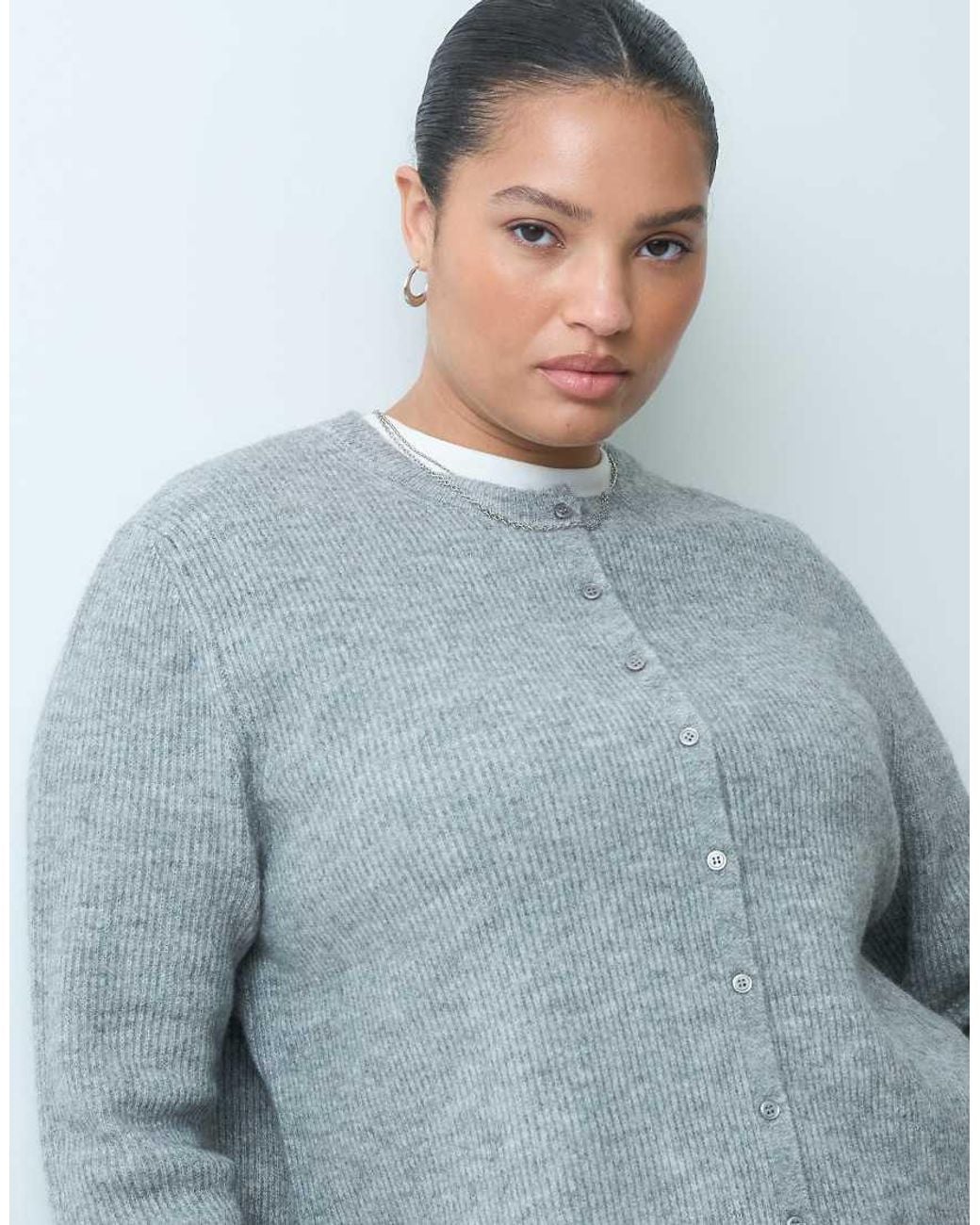 ASOS Blue Asos Design Curve Knitted Rib Basic Cardigan