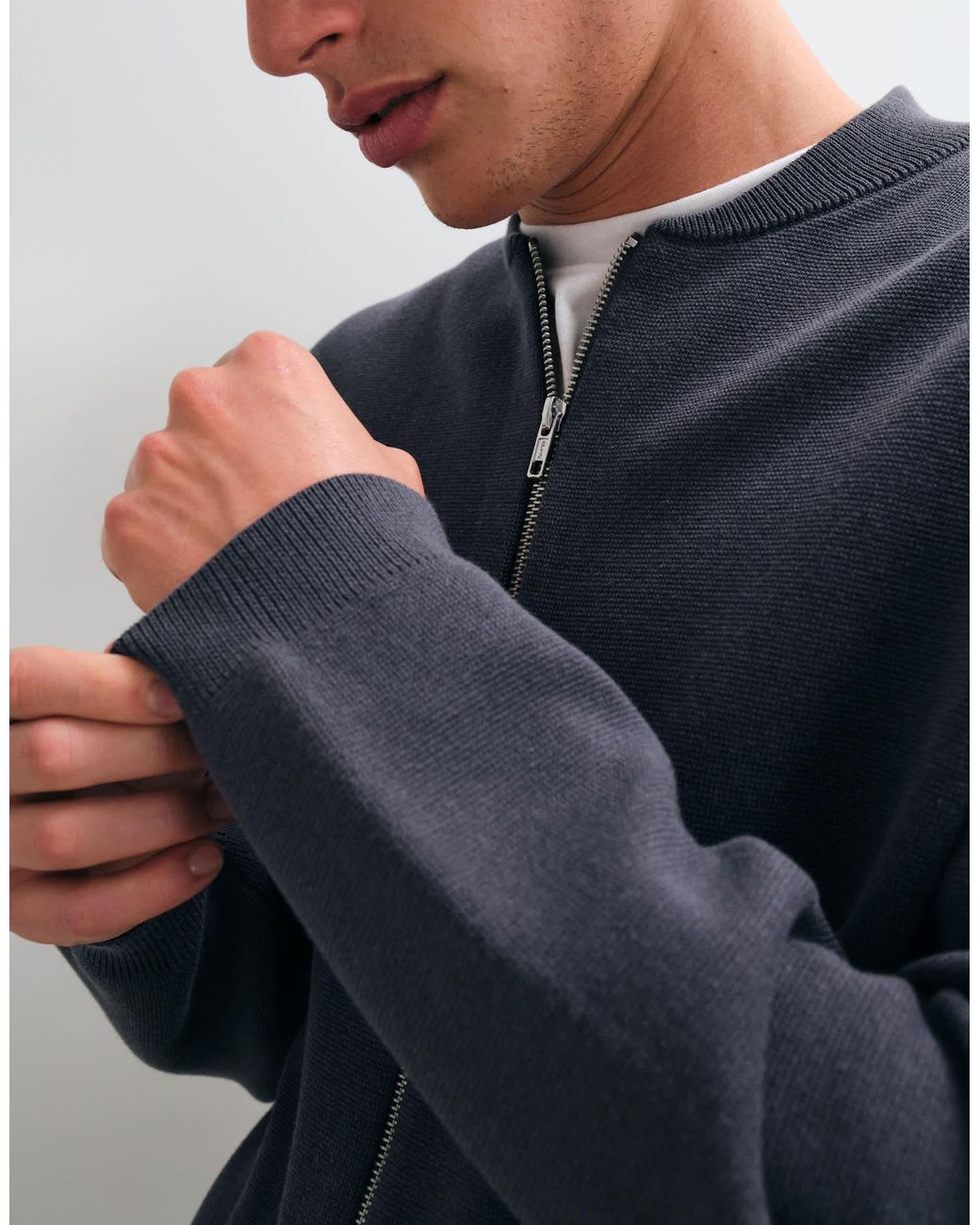 ASOS Blue Oversized Compact Knitted Bomber for men