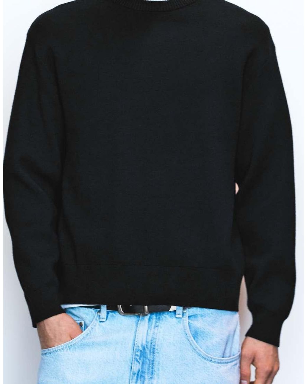 Pull&Bear Black Round Neck Jumper for men