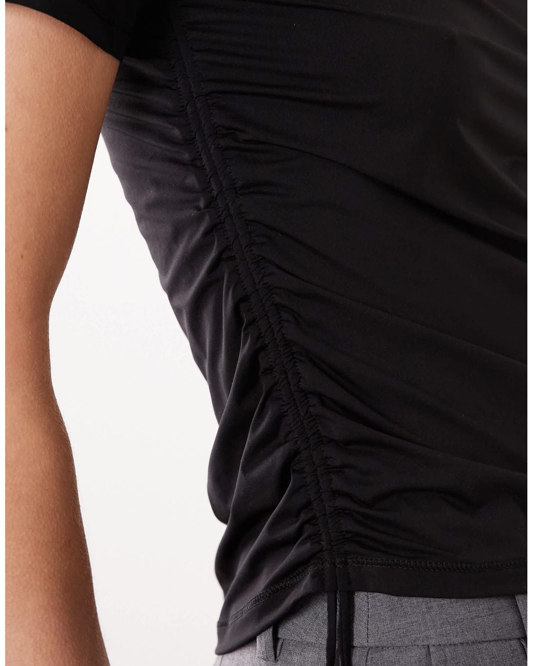 ARKET Black Soft Jersey T-shirt With Cinched Sides