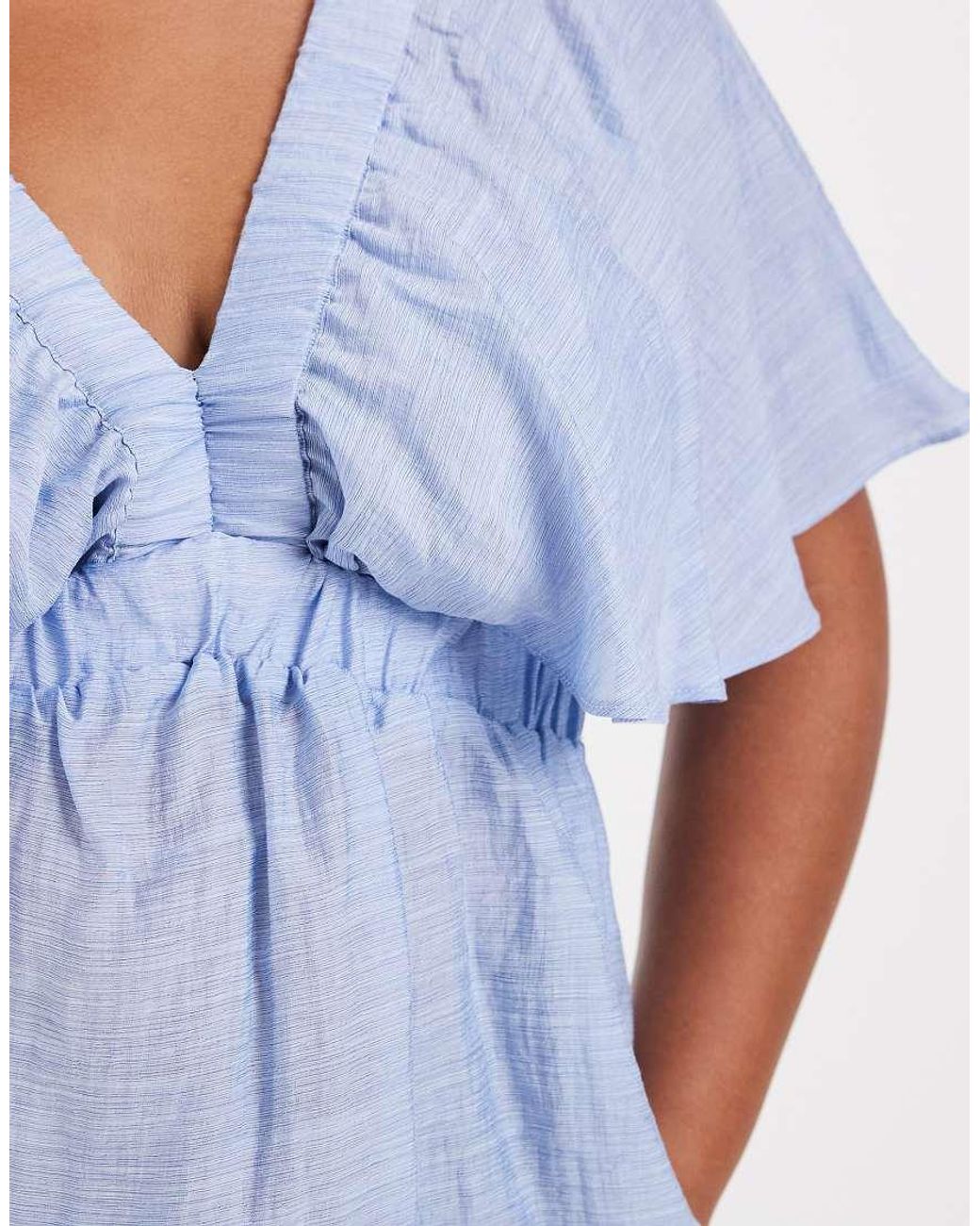 Vero Moda Blue Short Sleeve V-neck Top