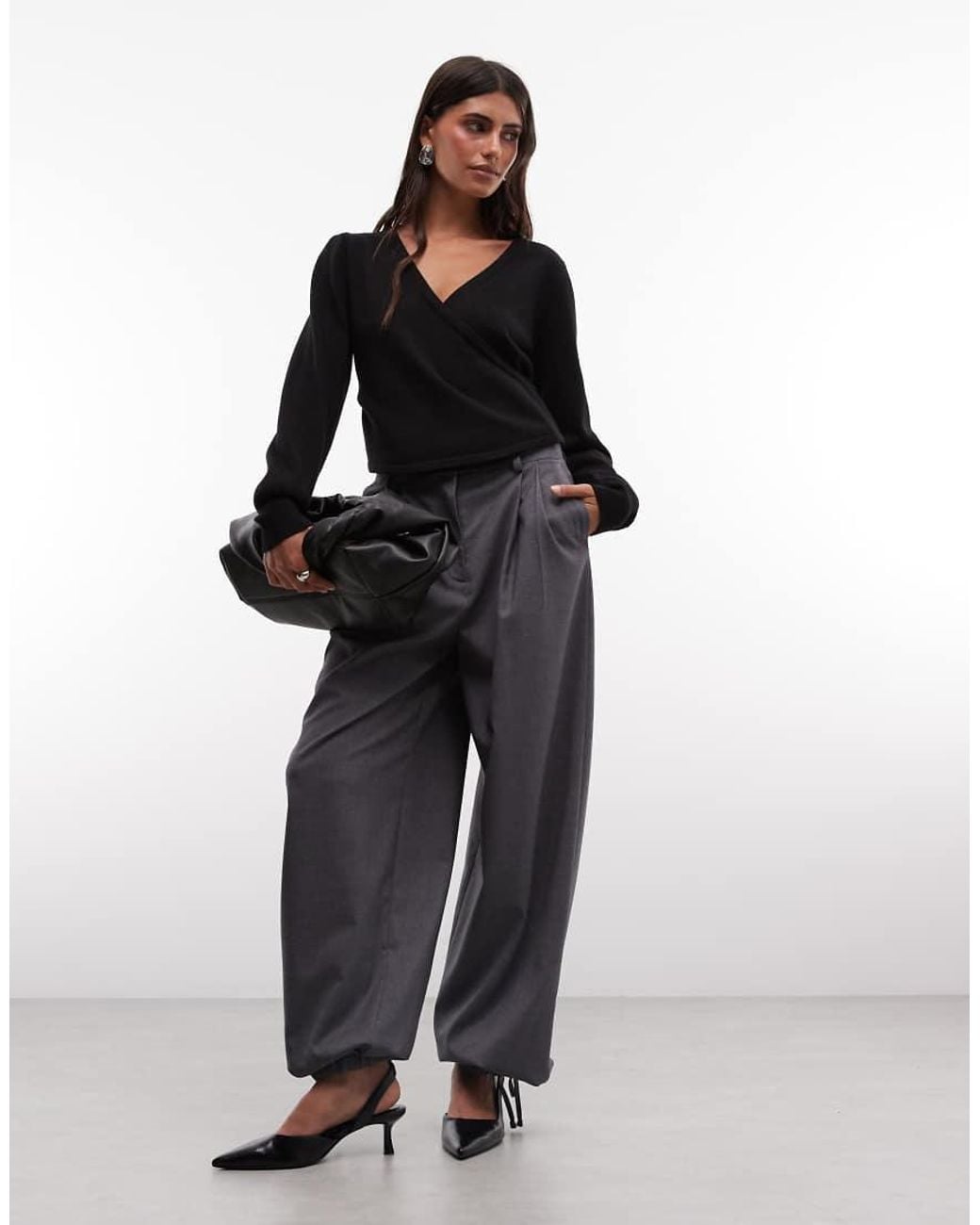 French Connection Black V Neck Crossover Jumper