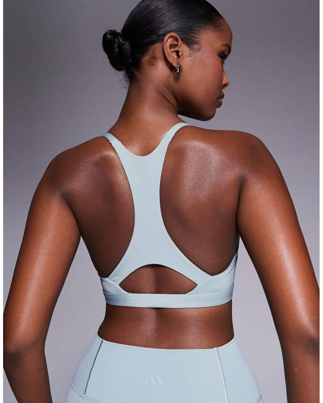 Adidas Originals White Adidas Training Optime Essentials Light Support Sports Bra
