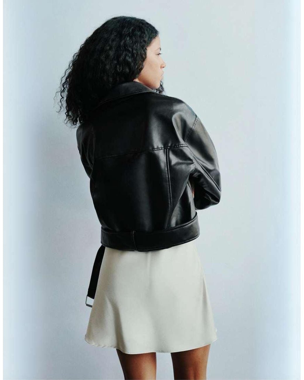 Pull&Bear Black Faux Leather Biker Jacket