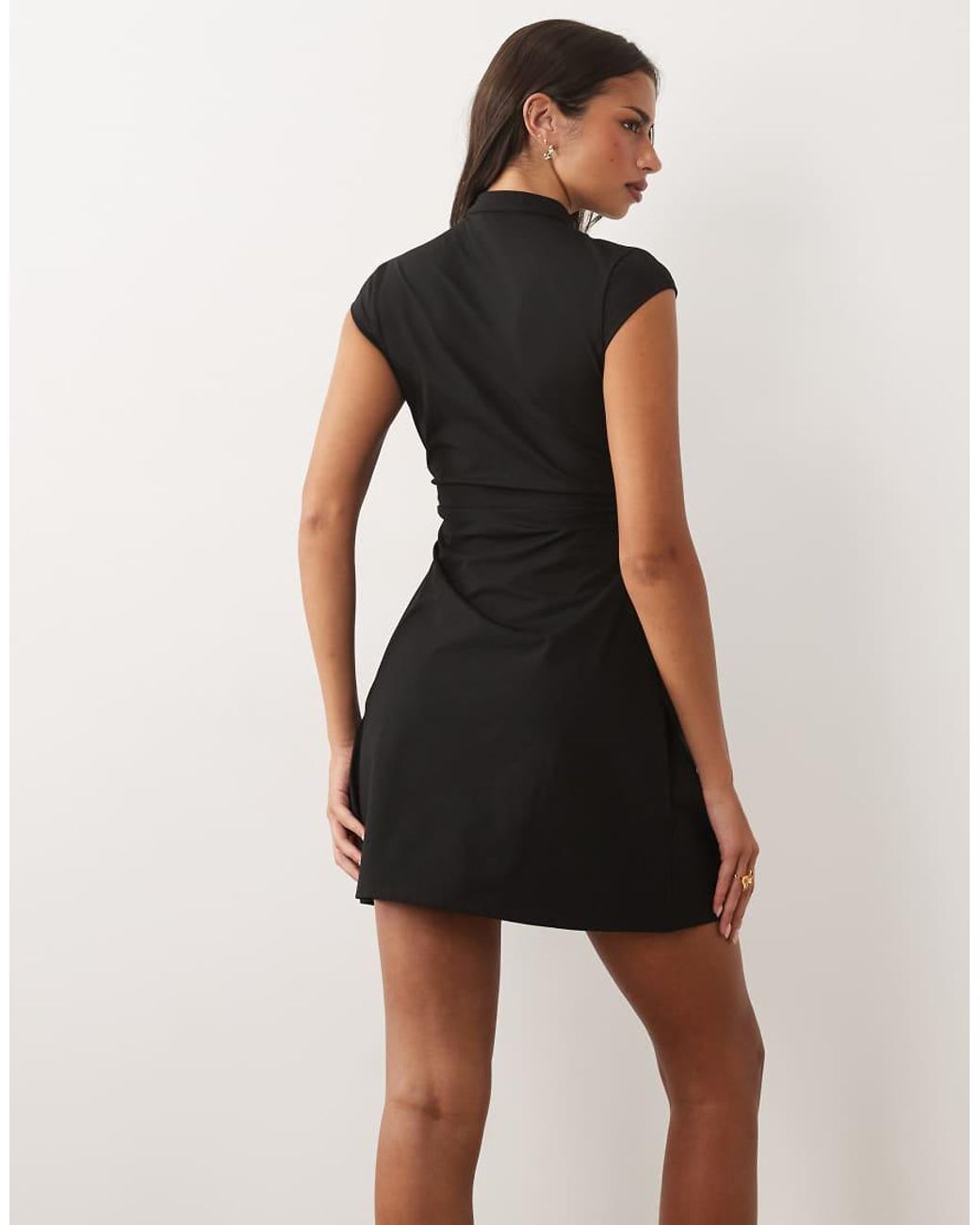 ASOS Black Cap Sleeve With Keyhole Detail Mini Dress
