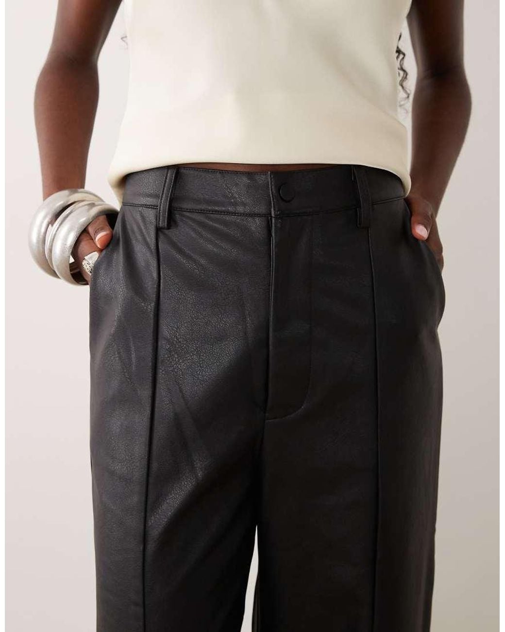 Bardot Blue Marlow Pu Wide Leg Pant